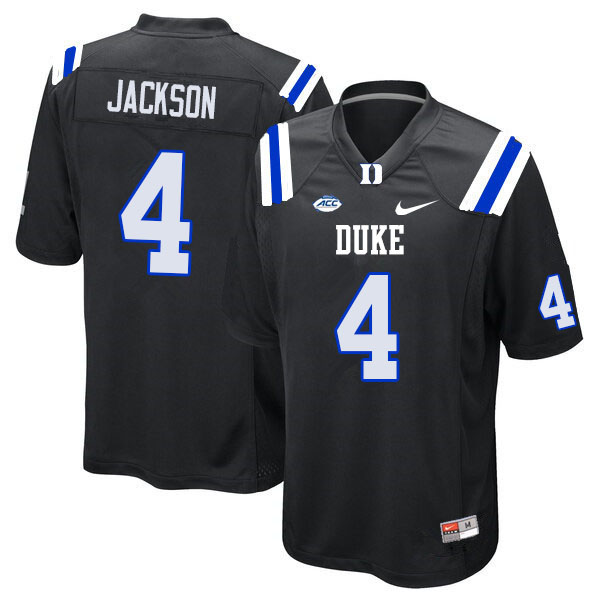 Men #4 Deon Jackson Duke Blue Devils College Football Jerseys Sale-Black